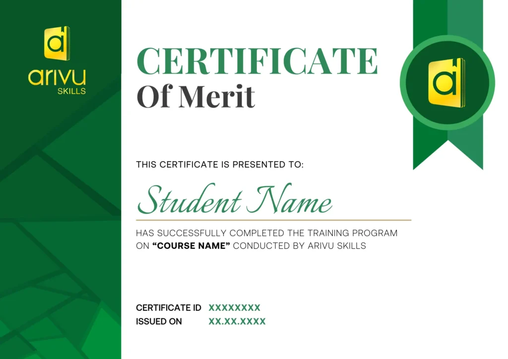 Certificate of merit - sample